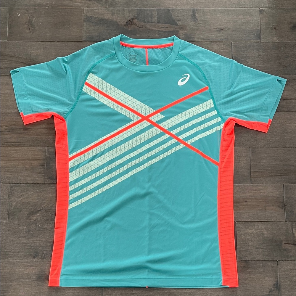 Asics Men's Teal and Coral Rash Guard
